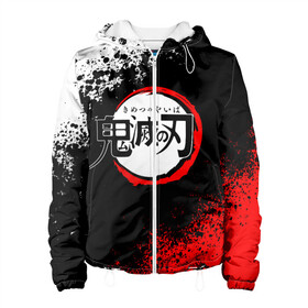 Женская куртка 3D с принтом KIMETSU NO YAIBA в Ухте, ткань верха — 100% полиэстер, подклад — флис | прямой крой, подол и капюшон оформлены резинкой с фиксаторами, два кармана без застежек по бокам, один большой потайной карман на груди. Карман на груди застегивается на липучку | demon slayer | demon slayer: kimetsu no yaiba | kimetsu | kimetsu no yaiba | nezuko | slayer | tanjiro | клинок рассекающий демонов | незуко | танджиро | шинобу кочо