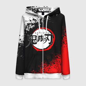 Женская толстовка 3D на молнии с принтом KIMETSU NO YAIBA в Ухте, 100% полиэстер | длина до линии бедра, манжеты и пояс оформлены мягкой тканевой резинкой, двухслойный капюшон со шнурком для регулировки, спереди молния, по бокам два кармана | demon slayer | demon slayer: kimetsu no yaiba | kimetsu | kimetsu no yaiba | nezuko | slayer | tanjiro | клинок рассекающий демонов | незуко | танджиро | шинобу кочо