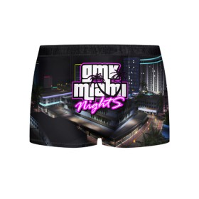 Мужские трусы 3D с принтом GTA MIAMI NIGHTS в Ухте, 50% хлопок, 50% полиэстер | классическая посадка, на поясе мягкая тканевая резинка | grand theft auto 2 | grand theft auto 3 | grand theft auto v | grand theft auto: san andreas | grand theft auto: vice city | gta 5 | gta online | gta v | город | игры