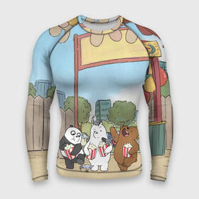 Мужской рашгард 3D с принтом Медведи и попкорн в Ухте,  |  | grizzly | ice bear | panda | the three bare bears | vdzajul | we bare bears | белый | вся правда о медведях | гризли | панда | правда
