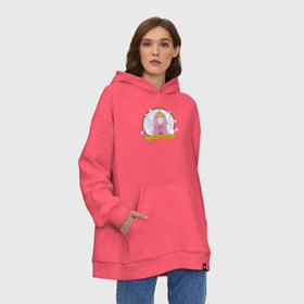 Худи SuperOversize хлопок с принтом Candy kingdom в Ухте, 70% хлопок, 30% полиэстер, мягкий начес внутри | карман-кенгуру, эластичная резинка на манжетах и по нижней кромке, двухслойный капюшон
 | adventure time | finn the human | jake the dog | vdzajul | джейк | лич | марселин | ооо | рикардио | снежный король | финн | финн парнишка