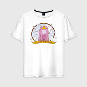 Женская футболка хлопок Oversize с принтом Candy kingdom в Ухте, 100% хлопок | свободный крой, круглый ворот, спущенный рукав, длина до линии бедер
 | adventure time | finn the human | jake the dog | vdzajul | джейк | лич | марселин | ооо | рикардио | снежный король | финн | финн парнишка