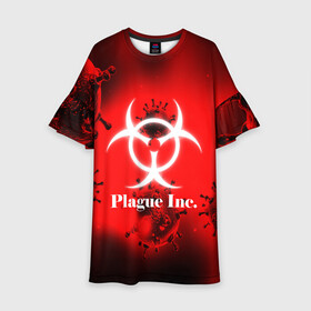 Детское платье 3D с принтом PLAGUE INC. в Ухте, 100% полиэстер | прямой силуэт, чуть расширенный к низу. Круглая горловина, на рукавах — воланы | molecule | plague inc | абстракция | бактерии | вирус | клетки | медицина | микробы | молекулы | наука | нейрон | нейроны | планета | текстура | текстуры | формула