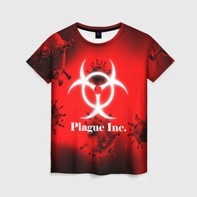 Женская футболка 3D с принтом PLAGUE INC. в Ухте, 100% полиэфир ( синтетическое хлопкоподобное полотно) | прямой крой, круглый вырез горловины, длина до линии бедер | molecule | plague inc | абстракция | бактерии | вирус | клетки | медицина | микробы | молекулы | наука | нейрон | нейроны | планета | текстура | текстуры | формула