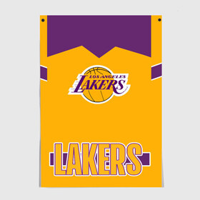 Постер с принтом Los Angeles Lakers в Ухте, 100% бумага
 | бумага, плотность 150 мг. Матовая, но за счет высокого коэффициента гладкости имеет небольшой блеск и дает на свету блики, но в отличии от глянцевой бумаги не покрыта лаком | angeles | bryant | kobe | lakers | los | баскетбольный | клуб