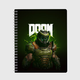 Тетрадь с принтом Doom Eternal в Ухте, 100% бумага | 48 листов, плотность листов — 60 г/м2, плотность картонной обложки — 250 г/м2. Листы скреплены сбоку удобной пружинной спиралью. Уголки страниц и обложки скругленные. Цвет линий — светло-серый
 | doom | doom 2016 | doom 2020 | doom eternal | doomguy | дум | дум 2020 | дум вечен | дум етернал | дум этернал | думгай