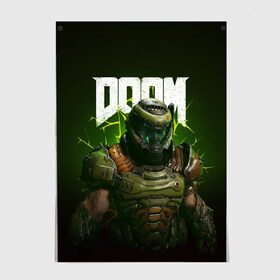 Постер с принтом Doom Eternal в Ухте, 100% бумага
 | бумага, плотность 150 мг. Матовая, но за счет высокого коэффициента гладкости имеет небольшой блеск и дает на свету блики, но в отличии от глянцевой бумаги не покрыта лаком | Тематика изображения на принте: doom | doom 2016 | doom 2020 | doom eternal | doomguy | дум | дум 2020 | дум вечен | дум етернал | дум этернал | думгай