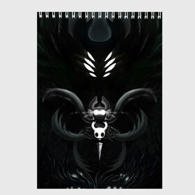 Скетчбук с принтом Hollow Knight в Ухте, 100% бумага
 | 48 листов, плотность листов — 100 г/м2, плотность картонной обложки — 250 г/м2. Листы скреплены сверху удобной пружинной спиралью | Тематика изображения на принте: grimm | hallounest | heart of nightmare | hollow knight | hornet | knight | quirrell | silksong | гримм | квиррел | рыцарь | халлоунест | холлоу найт | хорнет