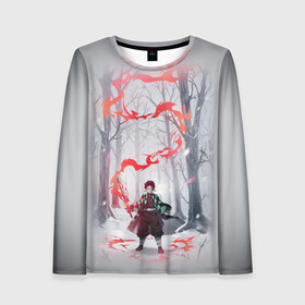 Женский лонгслив 3D с принтом KIMETSU NO YAIBA в Ухте, 100% полиэстер | длинные рукава, круглый вырез горловины, полуприлегающий силуэт | demon slayer | demon slayer: kimetsu no yaiba | kimetsu | kimetsu no yaiba | nezuko | slayer | tanjiro | клинок рассекающий демонов | незуко | танджиро | шинобу кочо