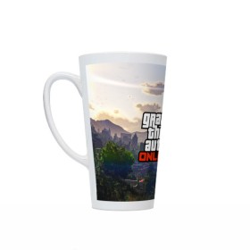 Кружка Латте с принтом GTA ONLINE в Ухте, Белая керамика | Объем 480 мл; Высота 150 мм; Диаметр 90 мм | grand theft auto 2 | grand theft auto 3 | grand theft auto v | grand theft auto: san andreas | grand theft auto: vice city | gta 1 | gta 2 | gta 3 | gta 4 | gta 5 | gta online | gta v | город | игры