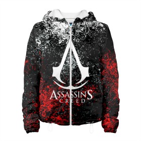 Женская куртка 3D с принтом ASSASSIN`S CREED в Ухте, ткань верха — 100% полиэстер, подклад — флис | прямой крой, подол и капюшон оформлены резинкой с фиксаторами, два кармана без застежек по бокам, один большой потайной карман на груди. Карман на груди застегивается на липучку | black flag | brotherhood | chronicles | creed | game | origins | revelations | rogue | syndicate | unity | альтаир | ассасин | игры | кинжал | пираты