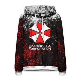 Мужская толстовка 3D с принтом UMBRELLA CORP в Ухте, 100% полиэстер | двухслойный капюшон со шнурком для регулировки, мягкие манжеты на рукавах и по низу толстовки, спереди карман-кенгуру с мягким внутренним слоем. | ada wong | biohazard | leon | nemesis | project resistance | raccoon city | re2 | resident evil 2 | rpd | stars | umbrella | ада вонг | амбрелла | немесис | ужасы