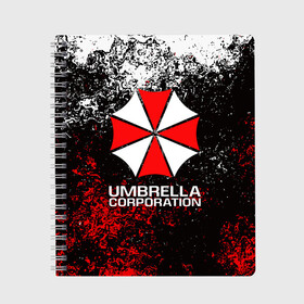 Тетрадь с принтом UMBRELLA CORP в Ухте, 100% бумага | 48 листов, плотность листов — 60 г/м2, плотность картонной обложки — 250 г/м2. Листы скреплены сбоку удобной пружинной спиралью. Уголки страниц и обложки скругленные. Цвет линий — светло-серый
 | ada wong | biohazard | leon | nemesis | project resistance | raccoon city | re2 | resident evil 2 | rpd | stars | umbrella | ада вонг | амбрелла | немесис | ужасы