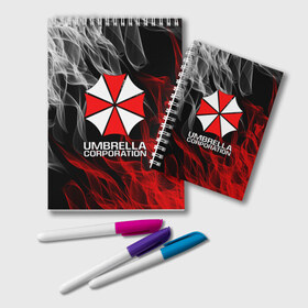 Блокнот с принтом UMBRELLA CORP в Ухте, 100% бумага | 48 листов, плотность листов — 60 г/м2, плотность картонной обложки — 250 г/м2. Листы скреплены удобной пружинной спиралью. Цвет линий — светло-серый
 | ada wong | biohazard | leon | nemesis | project resistance | raccoon city | re2 | resident evil 2 | rpd | stars | umbrella | ада вонг | амбрелла | немесис | ужасы