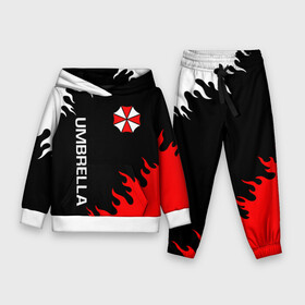 Детский костюм 3D (с толстовкой) с принтом UMBRELLA CORP | АМБРЕЛЛА КОРП в Ухте,  |  | Тематика изображения на принте: ada wong | biohazard | leon | nemesis | project resistance | raccoon city | re2 | resident evil 2 | rpd | stars | umbrella | ада вонг | амбрелла | немесис | ужасы