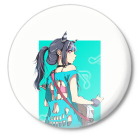 Значок с принтом Ibuki Mioda в Ухте,  металл | круглая форма, металлическая застежка в виде булавки | Тематика изображения на принте: danganronpa | ibuki mioda | данганронпа | ибуки миода