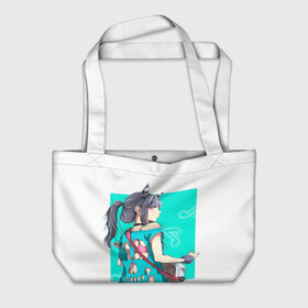 Пляжная сумка 3D с принтом Ibuki Mioda в Ухте, 100% полиэстер | застегивается на металлическую кнопку; внутренний карман застегивается на молнию. Стенки укреплены специальным мягким материалом, чтобы защитить содержимое от несильных ударов
 | danganronpa | ibuki mioda | данганронпа | ибуки миода