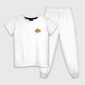 Детская пижама хлопок с принтом LA LAKERS в Ухте, 100% хлопок |  брюки и футболка прямого кроя, без карманов, на брюках мягкая резинка на поясе и по низу штанин
 | Тематика изображения на принте: america | basketball | kobe bryant | la | la lakers | lakers | los angeles lakers | nba | usa | баскетбол | кобе брайант | лос анджелес лейкерс | нба | сша