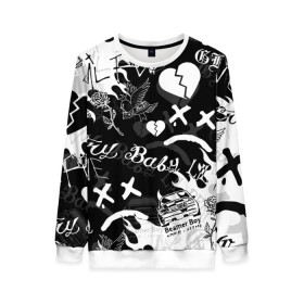 Женский свитшот 3D с принтом LIL PEEP в Ухте, 100% полиэстер с мягким внутренним слоем | круглый вырез горловины, мягкая резинка на манжетах и поясе, свободная посадка по фигуре | lil peep | lil prince | pink | зарубежная музыка | лил пип | маленький принц