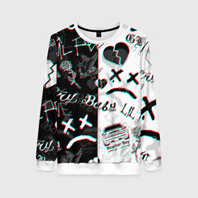 Женский свитшот 3D с принтом LIL PEEP GLITCH | ЛИЛ ПИП ГЛИТЧ в Ухте, 100% полиэстер с мягким внутренним слоем | круглый вырез горловины, мягкая резинка на манжетах и поясе, свободная посадка по фигуре | cry dead smile | crybaby | glitch | lil peep | lil prince | pink | глитч | зарубежная музыка | лил пип | маленький принц
