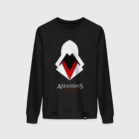 Женский свитшот хлопок с принтом ASSASSINS CREED. в Ухте, 100% хлопок | прямой крой, круглый вырез, на манжетах и по низу широкая трикотажная резинка  | slayer | асасин | ассасин крид | ассассин | тамплиеры