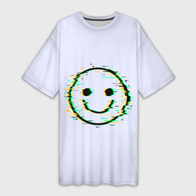 Платье-футболка 3D с принтом Smile в Ухте,  |  | art | ball | glitch | meme | smile | арт | глитч | интернет | мем | позитив | смайл | смайлик | смех | улыбка | юмор