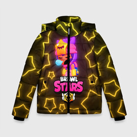 Зимняя куртка для мальчиков 3D Brawl Stars Sandy: в Ухте, ткань верха — 100% полиэстер; подклад — 100% полиэстер, утеплитель — 100% полиэстер | длина ниже бедра, удлиненная спинка, воротник стойка и отстегивающийся капюшон. Есть боковые карманы с листочкой на кнопках, утяжки по низу изделия и внутренний карман на молнии. 
Предусмотрены светоотражающий принт на спинке, радужный светоотражающий элемент на пуллере молнии и на резинке для утяжки | bea | bo | brawl stars | crow | dynamike | gt max | gt макс | max | mortis | sakura | sally leon | sally леон | sandy | sendy | sleepy sandy | spike | беа | бо | бравл | бравл старс | динамайк | дэррил | звёзды | кроу | леон. leon | макс | меха бо | меха