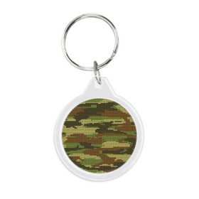 Брелок круглый КАМУФЛЯЖНАЯ ВЫШИВКА: в Ухте, пластик и полированная сталь | круглая форма, металлическое крепление в виде кольца |