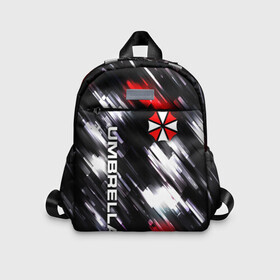 Детский рюкзак 3D с принтом UMBRELLA CORPORATION. в Ухте, 100% полиэстер | лямки с регулируемой длиной, сверху петелька, чтобы рюкзак можно было повесить на вешалку. Основное отделение закрывается на молнию, как и внешний карман. Внутри дополнительный карман. По бокам два дополнительных кармашка | Тематика изображения на принте: corp | corporation | resident evil | umbrella | umbrella corporation | зомби апокалипсис | зонт | игра