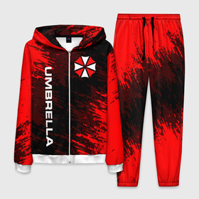 Мужской костюм 3D с принтом UMBRELLA CORPORATION. в Ухте, 100% полиэстер | Манжеты и пояс оформлены тканевой резинкой, двухслойный капюшон со шнурком для регулировки, карманы спереди | Тематика изображения на принте: corp | corporation | resident evil | umbrella | umbrella corporation | зомби апокалипсис | зонт | игра