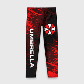 Детские леггинсы 3D с принтом UMBRELLA CORPORATION. в Ухте, полиэстер 85%, спандекс 15% | эластичный пояс, зауженный крой | Тематика изображения на принте: corp | corporation | resident evil | umbrella | umbrella corporation | зомби апокалипсис | зонт | игра