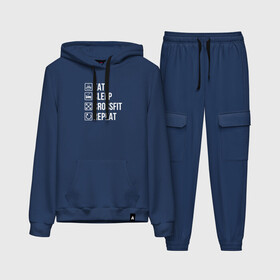 Женский костюм хлопок (с толстовкой) с принтом Eat. Sleep. Crossfit. Repeat в Ухте,  |  | crossfit | кроссфит | кросфит | пауэрлифтинг | спорт | фитнес