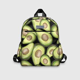 Детский рюкзак 3D с принтом Avocado background в Ухте, 100% полиэстер | лямки с регулируемой длиной, сверху петелька, чтобы рюкзак можно было повесить на вешалку. Основное отделение закрывается на молнию, как и внешний карман. Внутри дополнительный карман. По бокам два дополнительных кармашка | Тематика изображения на принте: food | green | vegan | vegetarian | веган | вегетарианец | диета | здоровое питание | здоровый | здоровый образ жизни | зеленый | зож | кружка | майка | натуральный | овощи | платье | плед | подушка | полезный