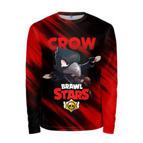 Мужской лонгслив 3D с принтом BRAWL STARS CROW в Ухте, 100% полиэстер | длинные рукава, круглый вырез горловины, полуприлегающий силуэт | Тематика изображения на принте: bibi | brawl stars | crow | el brown | leon | leon shark | max | sally leon | shark | stars | werewolf | акула | биби | ворон | леон | оборотень