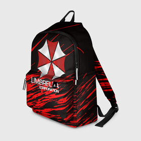 Рюкзак 3D с принтом UMBRELLA CORP в Ухте, 100% полиэстер | лямки с регулируемой длиной, сверху петелька, чтобы рюкзак можно было повесить на вешалку. Основное отделение закрывается на молнию, как и внешний карман. Внутри два дополнительных кармана, один из которых закрывается на молнию. По бокам два дополнительных кармашка | biohazard | biohazard 7 | crocodile | fang | game | hand | monster | new umbrella | resident evil | resident evil 7 | umbrella | umbrella corp | umbrella corporation | zombie | обитель