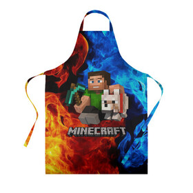 Фартук 3D с принтом MINECRAFT в Ухте, 100% полиэстер | общий размер — 65 х 85 см, ширина нагрудника — 26 см, горловина — 53 см, длина завязок — 54 см, общий обхват в поясе — 173 см. Принт на завязках и на горловине наносится с двух сторон, на основной части фартука — только с внешней стороны | game | minecraft | блоки | игра | квадраты | компьютерная игра | крипер | майнкрафт