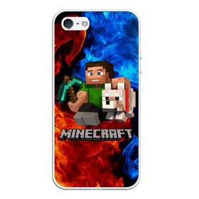 Чехол для iPhone 5/5S матовый с принтом MINECRAFT в Ухте, Силикон | Область печати: задняя сторона чехла, без боковых панелей | game | minecraft | блоки | игра | квадраты | компьютерная игра | крипер | майнкрафт