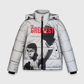 Зимняя куртка для мальчиков 3D The Greatest: в Ухте, ткань верха — 100% полиэстер; подклад — 100% полиэстер, утеплитель — 100% полиэстер | длина ниже бедра, удлиненная спинка, воротник стойка и отстегивающийся капюшон. Есть боковые карманы с листочкой на кнопках, утяжки по низу изделия и внутренний карман на молнии. 
Предусмотрены светоотражающий принт на спинке, радужный светоотражающий элемент на пуллере молнии и на резинке для утяжки | ali | muhammad ali | the greatest | али | бокс | мухамед али | мухаммед али