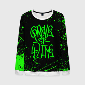 Мужской свитшот 3D с принтом GROVE STREET GTA в Ухте, 100% полиэстер с мягким внутренним слоем | круглый вырез горловины, мягкая резинка на манжетах и поясе, свободная посадка по фигуре | grand theft auto | grove street | grove street 4 life | gta | gta 4 | gta 5 | gta sa | gta v | samp | san andreas | грув стрит | игры | самп | сан андреас