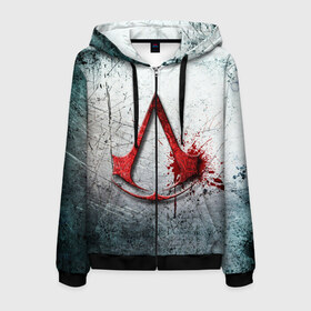 Мужская толстовка 3D на молнии с принтом Assassins Creed в Ухте, 100% полиэстер | длина до линии бедра, манжеты и пояс оформлены мягкой тканевой резинкой, двухслойный капюшон со шнурком для регулировки, спереди молния, по бокам два кармана | blood | game | асасин | ассасин | ассасин крид | ассассин | ассассин крид | дезмонд майлс | дитя ассассинов | игра | кровь | надпись | оружие