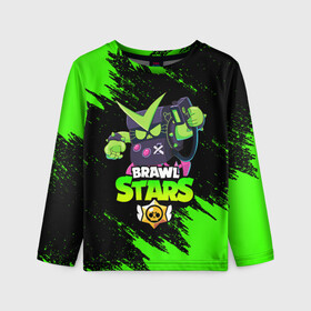 Детский лонгслив 3D с принтом BRAWL STARS VIRUS 8-BIT в Ухте, 100% полиэстер | длинные рукава, круглый вырез горловины, полуприлегающий силуэт
 | 8 bit | 8 бит | bibi | brawl stars | crow | el brown | leon | leon shark | max | mr.p | sally leon | shark | stars | virus | werewolf | акула | биби | вирус | ворон | леон | оборотень | пингвин