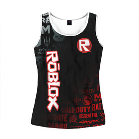 Женская майка 3D с принтом ROBLOX | РОБЛОКС (Z) в Ухте, 100% полиэстер | круглая горловина, прямой силуэт, длина до линии бедра | game | gamer | logo | minecraft | roblox | simulator | игра | конструктор | лого | майнкрафт | симулятор | строительство | фигура