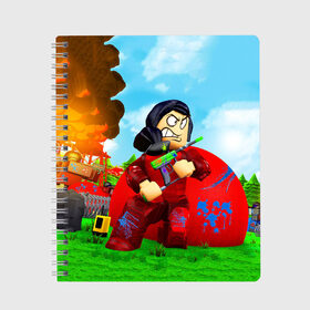 Тетрадь с принтом ROBLOX в Ухте, 100% бумага | 48 листов, плотность листов — 60 г/м2, плотность картонной обложки — 250 г/м2. Листы скреплены сбоку удобной пружинной спиралью. Уголки страниц и обложки скругленные. Цвет линий — светло-серый
 | roblox | игра | компьютерная игра | логотип | онлайн | онлайн игра | роблакс | роблокс