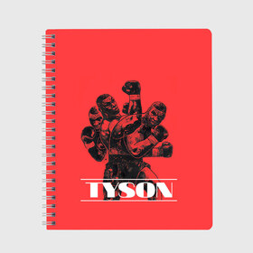 Тетрадь с принтом Tyson в Ухте, 100% бумага | 48 листов, плотность листов — 60 г/м2, плотность картонной обложки — 250 г/м2. Листы скреплены сбоку удобной пружинной спиралью. Уголки страниц и обложки скругленные. Цвет линий — светло-серый
 | iron mike | iron mike tyson | mike tyson | бокс | железный майк | майк тайсон | таисон | тайсон