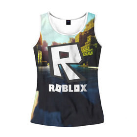 Женская майка 3D с принтом ROBLOX в Ухте, 100% полиэстер | круглая горловина, прямой силуэт, длина до линии бедра | game | gamer | logo | roblox | игры | логотип | роблокс