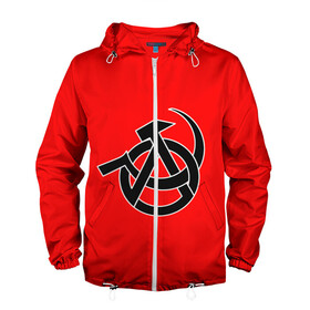 Мужская ветровка 3D с принтом Анархия в Ухте, 100% полиэстер | подол и капюшон оформлены резинкой с фиксаторами, два кармана без застежек по бокам, один потайной карман на груди | art | rock | sons of anarchy | анархия | арт | группа | егор летов | логотип | музыка | панк | панк рок | прикольная | рок | свобода | хаос