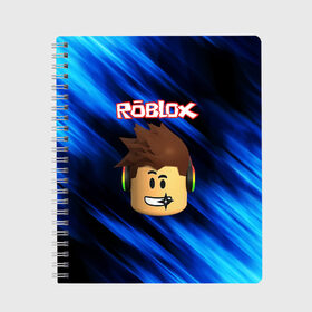 Тетрадь с принтом ROBLOX в Ухте, 100% бумага | 48 листов, плотность листов — 60 г/м2, плотность картонной обложки — 250 г/м2. Листы скреплены сбоку удобной пружинной спиралью. Уголки страниц и обложки скругленные. Цвет линий — светло-серый
 | game | gamer | logo | minecraft | roblox | simulator | игра | конструктор | лого | майнкрафт | симулятор | строительство | фигура