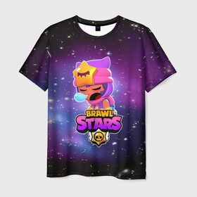 Мужская футболка 3D с принтом BRAWL STARS SANDY в Ухте, 100% полиэфир | прямой крой, круглый вырез горловины, длина до линии бедер | 8 bit | 8 бит | bibi | brawl stars | crow | el brown | leon | leon shark | max | mr.p | sally leon | sandy | shark | stars | tara | virus | werewolf | акула | биби | вирус | ворон | леон | оборотень | пингвин