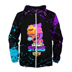 Мужская ветровка 3D с принтом BRAWL STARS SANDY в Ухте, 100% полиэстер | подол и капюшон оформлены резинкой с фиксаторами, два кармана без застежек по бокам, один потайной карман на груди | 8 bit | 8 бит | bibi | brawl stars | crow | el brown | leon | leon shark | max | mr.p | sally leon | sandy | shark | stars | tara | virus | werewolf | акула | биби | вирус | ворон | леон | оборотень | пингвин