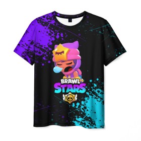 Мужская футболка 3D с принтом BRAWL STARS SANDY в Ухте, 100% полиэфир | прямой крой, круглый вырез горловины, длина до линии бедер | 8 bit | 8 бит | bibi | brawl stars | crow | el brown | leon | leon shark | max | mr.p | sally leon | sandy | shark | stars | tara | virus | werewolf | акула | биби | вирус | ворон | леон | оборотень | пингвин